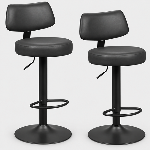 Bristol Swivel Bar Stools Set of 2, Height Adjustable on a light grey studio background