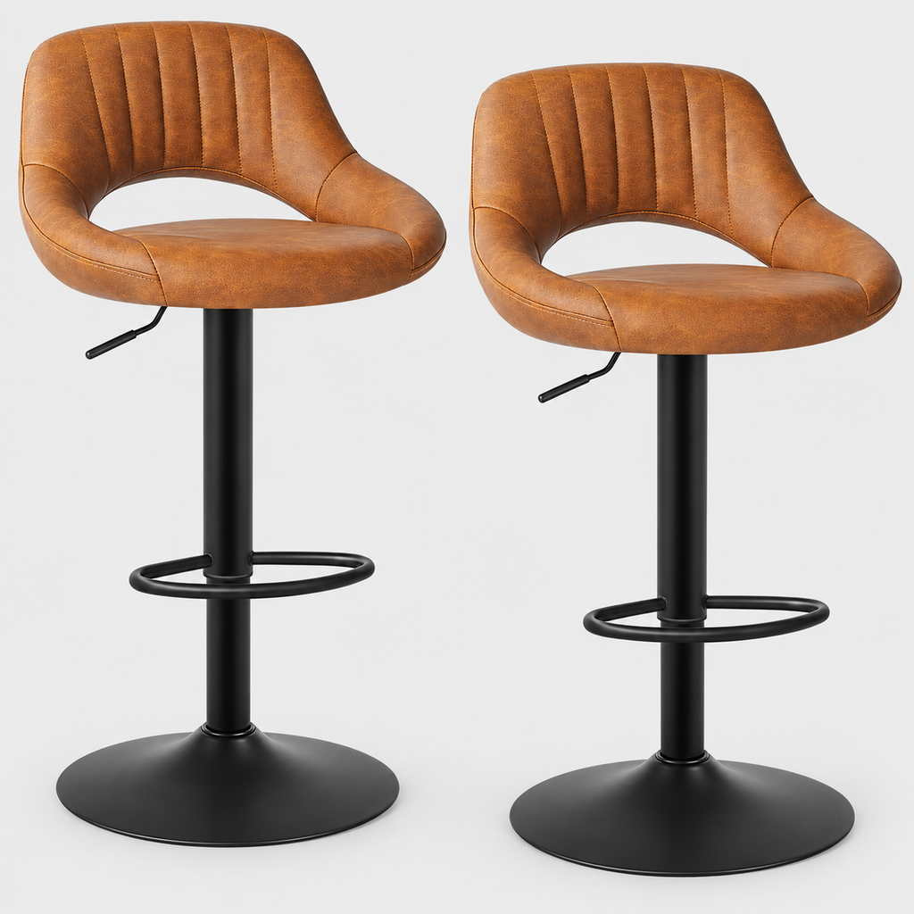 Covent Garden Swivel Bar Stools Set of 2, Height Adjustable on a light grey studio background