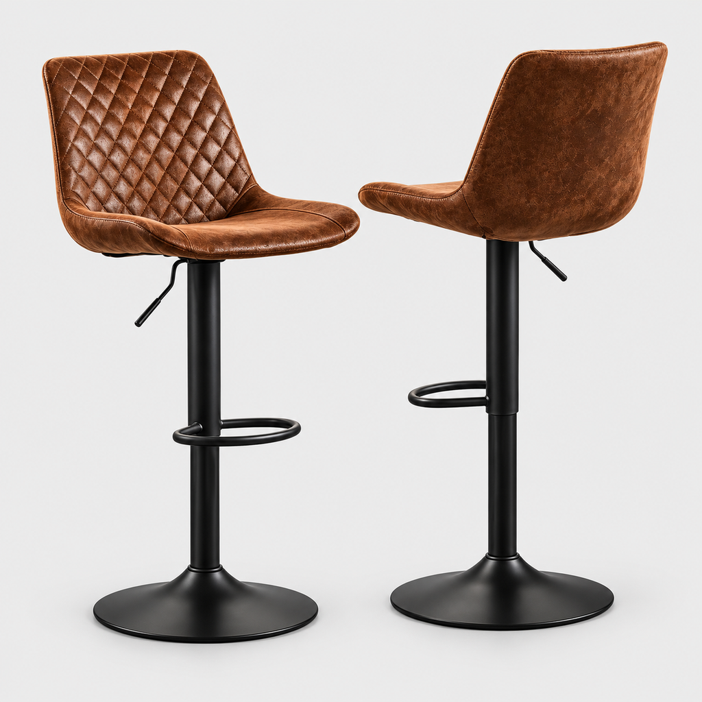 Shoreditch Velvet Bar Stools Set of 2, Swivel on a light grey studio background