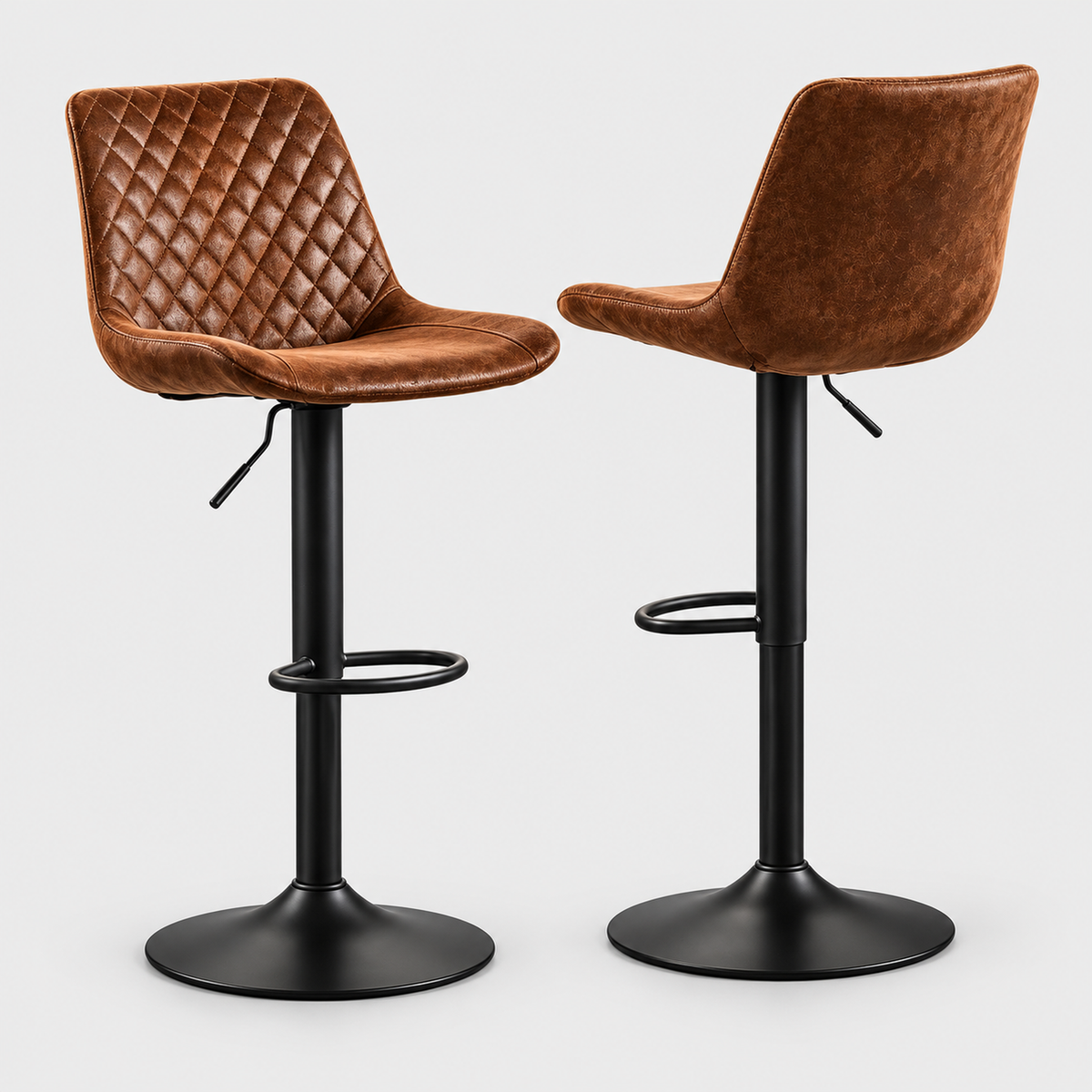Shoreditch Velvet Bar Stools Set of 2, Swivel on a light grey studio background