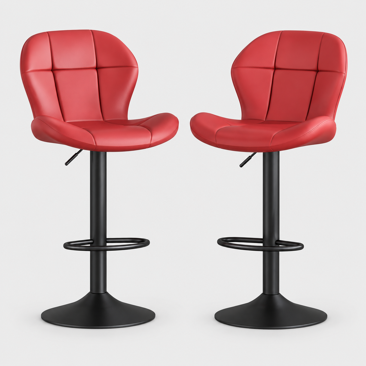 Swivel Bar Stools Set of 2, Faux Leather, Footrest on a light grey studio background