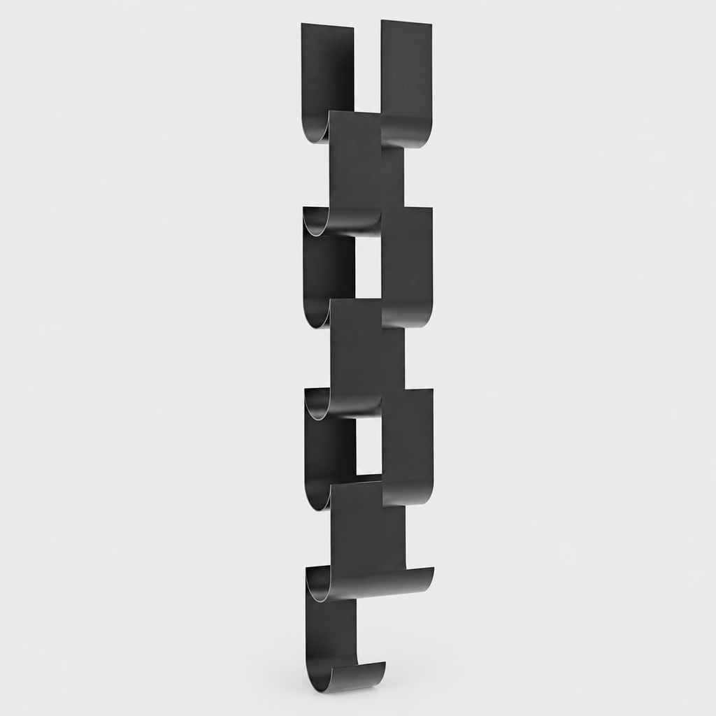 Wall-Mounted Wine Rack, Black Metal — product on light grey background