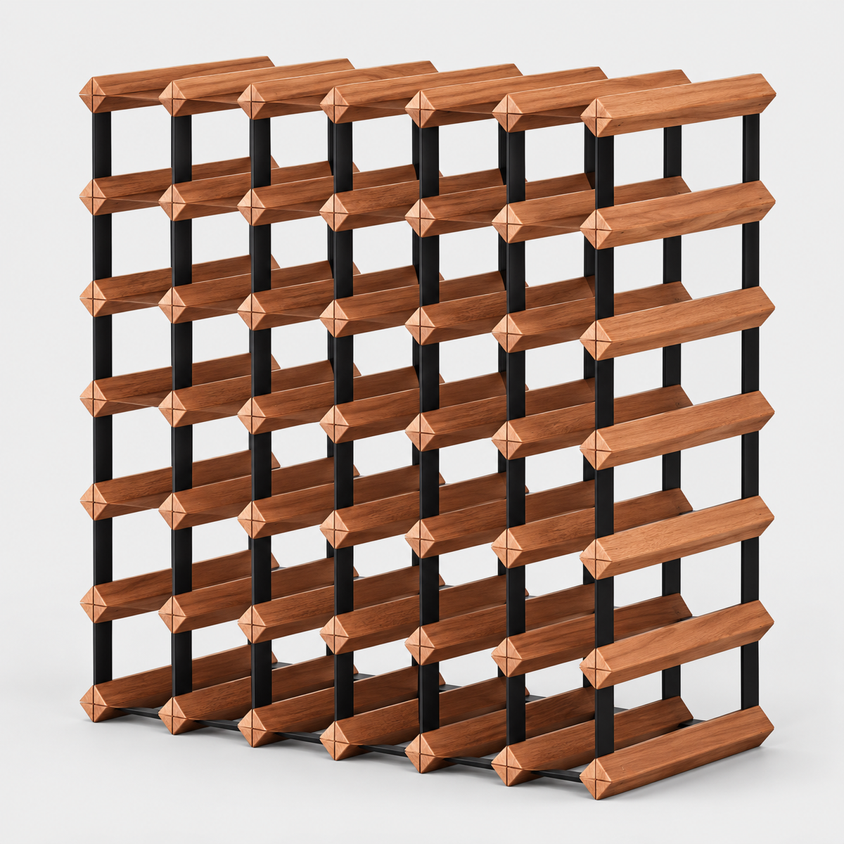 Wood & Metal Wine Rack, 7, 14 or 21 Bottles — product on light grey background