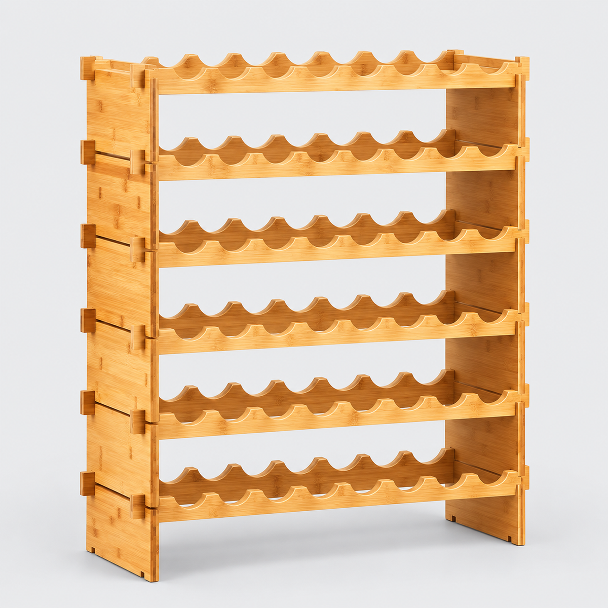 Modular Bamboo Wine Rack, 4 or 6 Tiers — product on light grey background