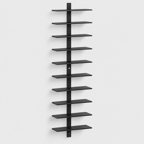 10-Bottle Wall-Mounted Wine Rack, Black Steel — product on light grey background