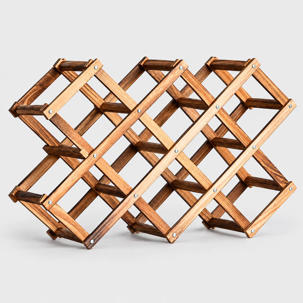 Foldable Wooden Wine Rack, 10 Bottles — product on light grey background