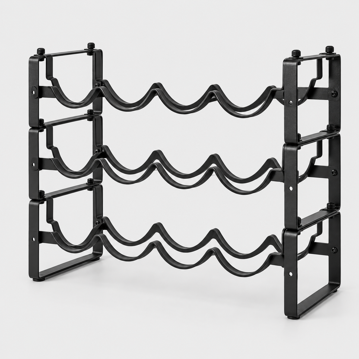Wave-Shaped Metal Wine Rack, 8 or 12 Bottles — product on light grey background