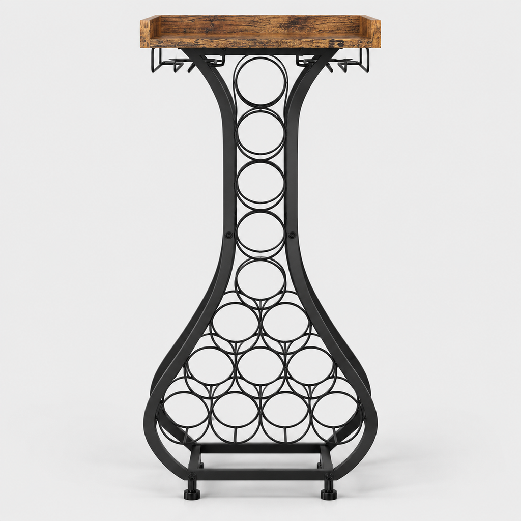 Freestanding Wine Rack Table with Glass Holder — product on light grey background