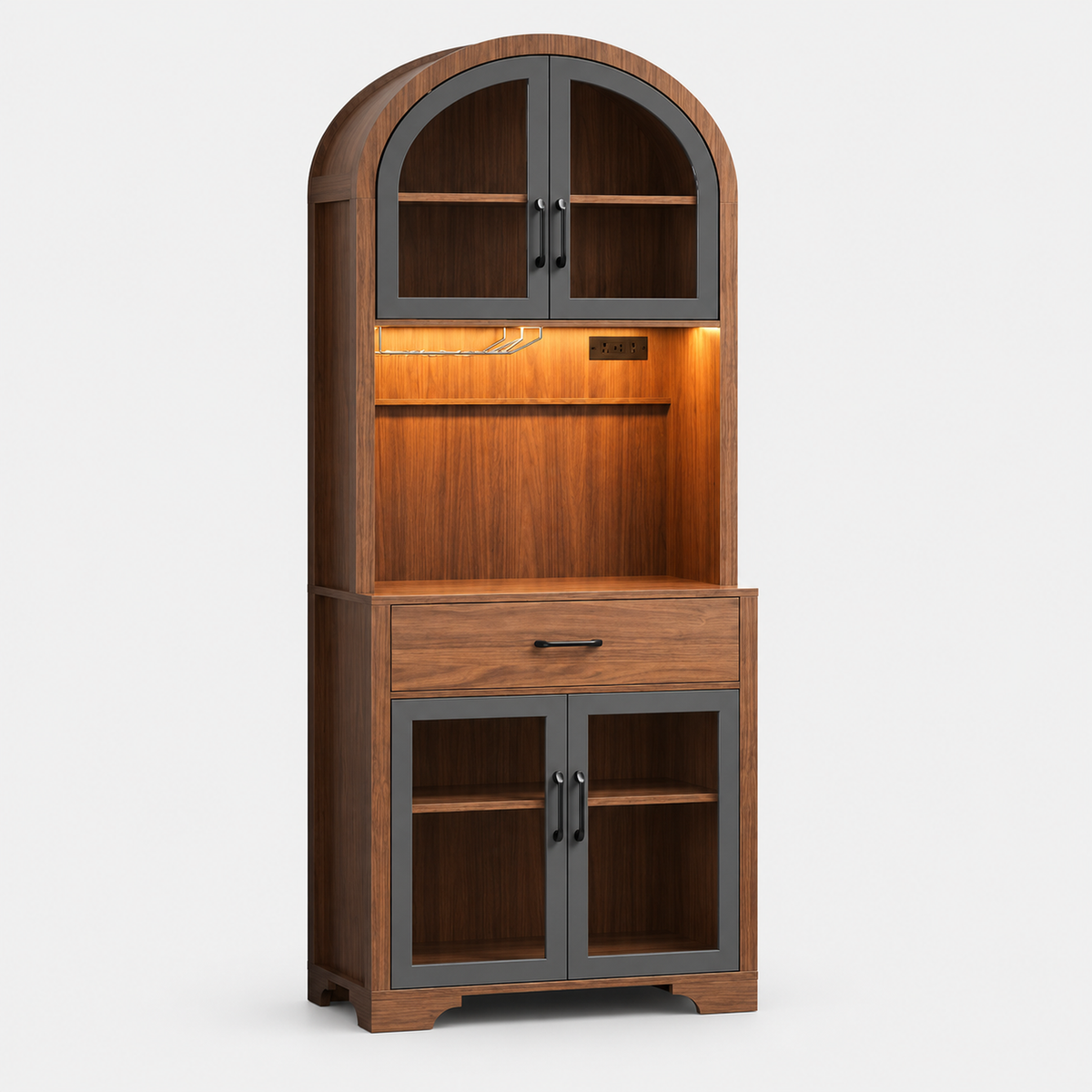 Wexham Arched Drinks Cabinet with LED Lighting on a light grey background