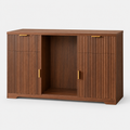 Fluted Drinks Cabinet, Coffee Bar with Fridge Space on a light grey background