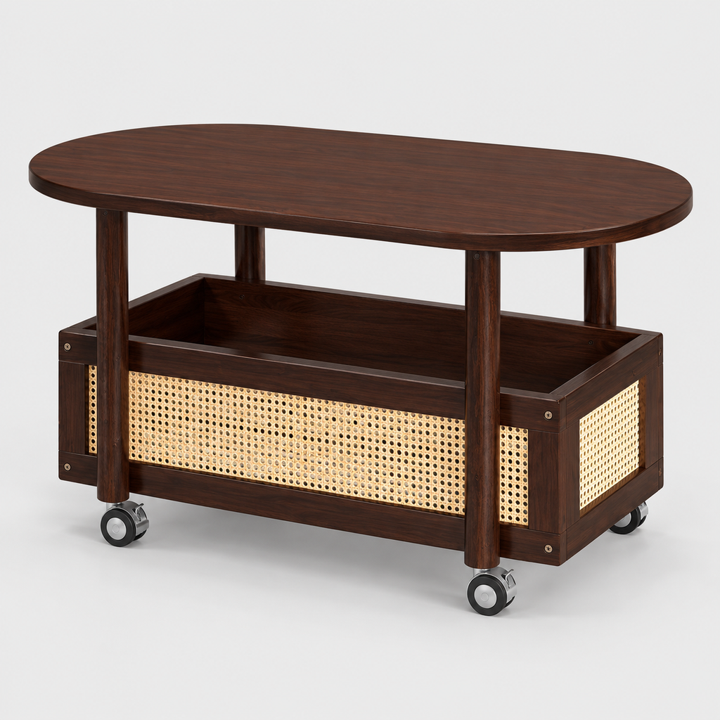 Light Luxury Drinks Trolley with Shelf on a light grey background