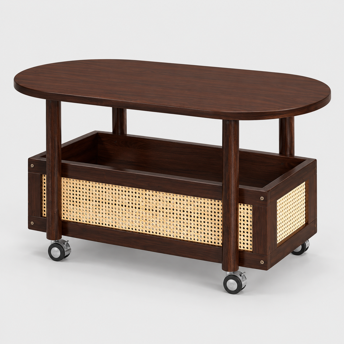 Light Luxury Drinks Trolley with Shelf on a light grey background