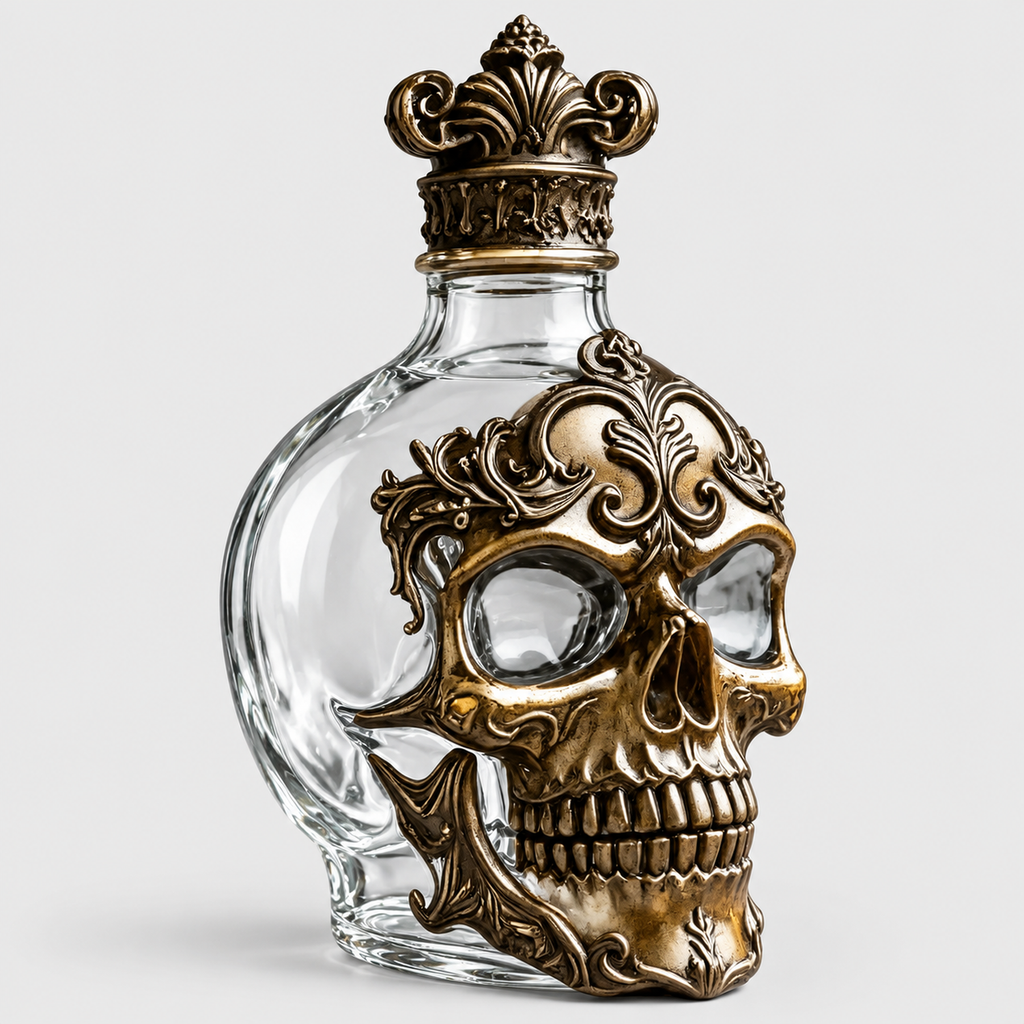 Gothic Skull Whisky Decanter with Crown Stopper