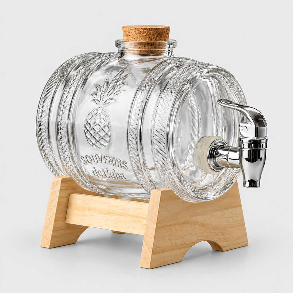 Glass Barrel Drinks Dispenser with Tap, 2 Litres