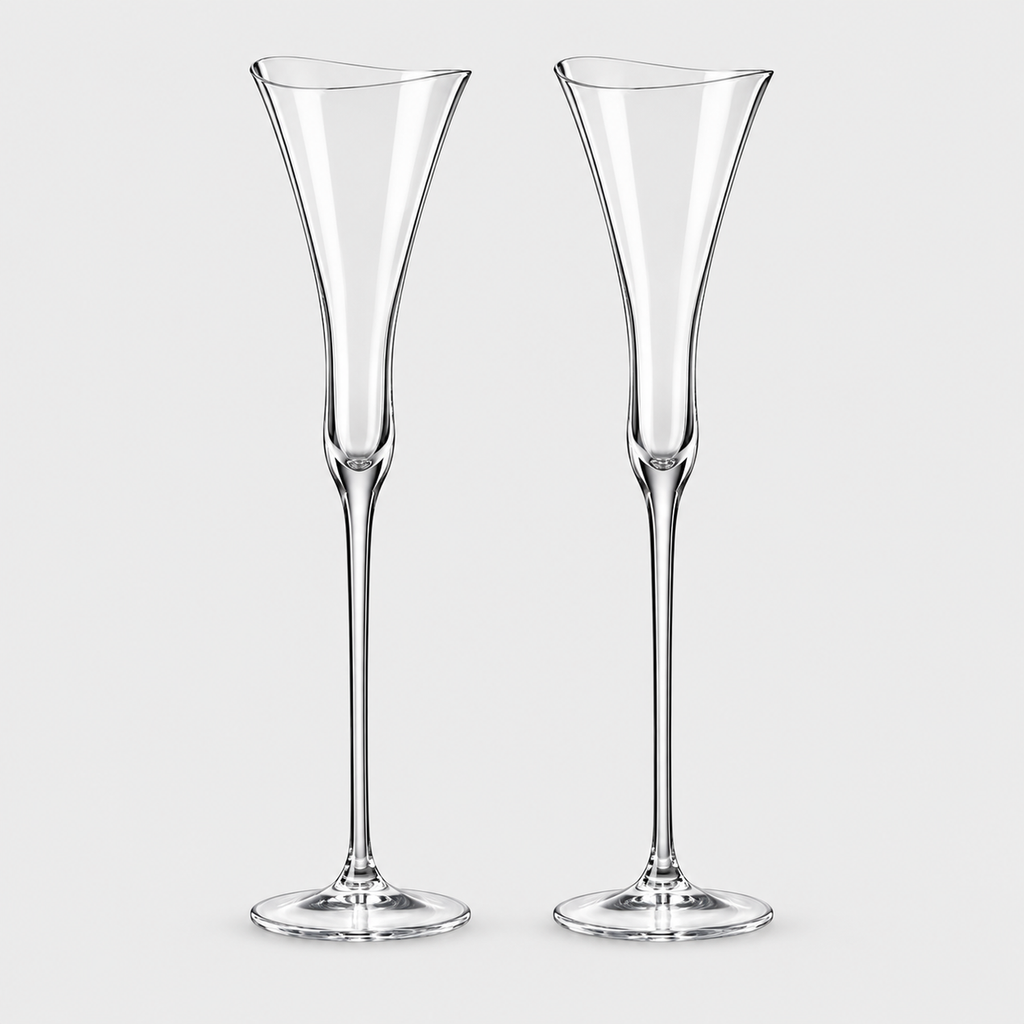 Crystal Champagne Glasses, Cinched Waist, Set of 1 or 2