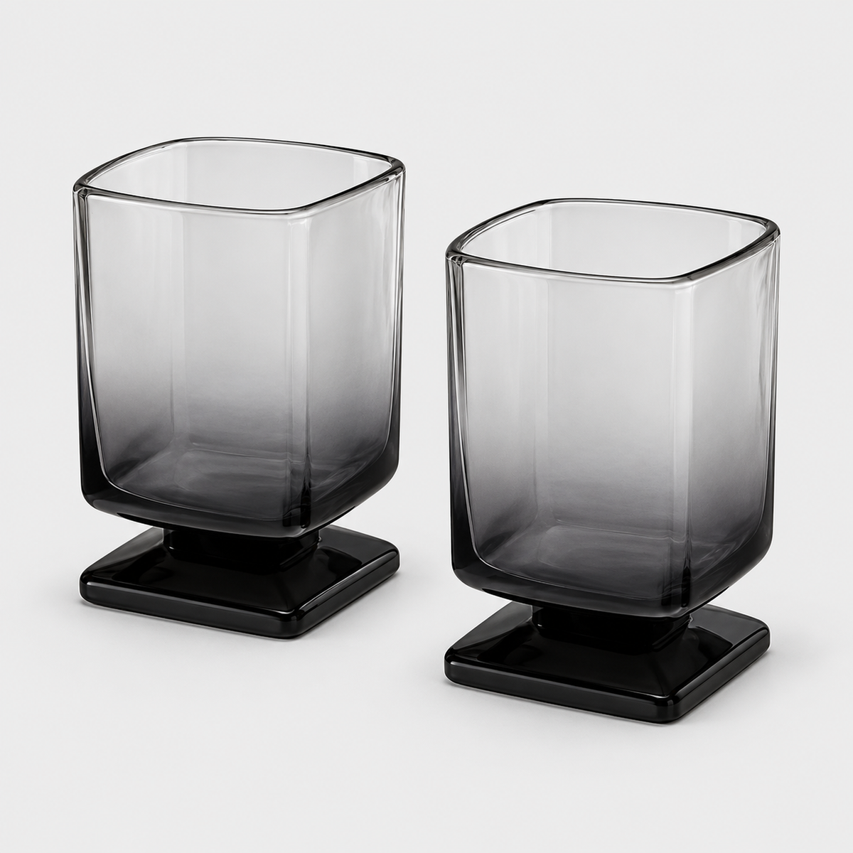 Square Glass Tumbler, Black Gradient, Set of 1 or 2